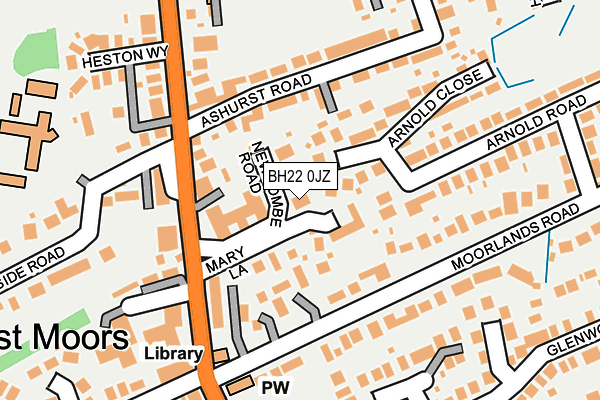 BH22 0JZ map - OS OpenMap – Local (Ordnance Survey)