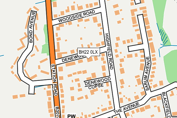 BH22 0LX map - OS OpenMap – Local (Ordnance Survey)