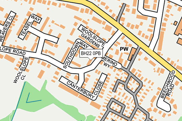 BH22 0PB map - OS OpenMap – Local (Ordnance Survey)