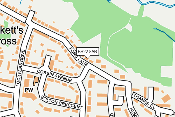 BH22 8AB map - OS OpenMap – Local (Ordnance Survey)