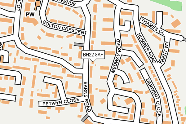BH22 8AF map - OS OpenMap – Local (Ordnance Survey)