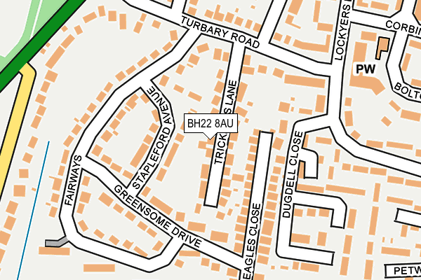 BH22 8AU map - OS OpenMap – Local (Ordnance Survey)