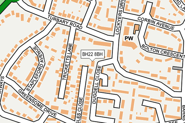 BH22 8BH map - OS OpenMap – Local (Ordnance Survey)