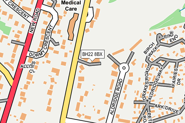 BH22 8BX map - OS OpenMap – Local (Ordnance Survey)