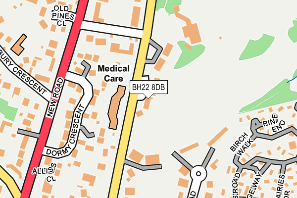 BH22 8DB map - OS OpenMap – Local (Ordnance Survey)