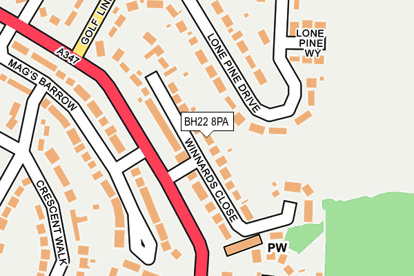 BH22 8PA map - OS OpenMap – Local (Ordnance Survey)