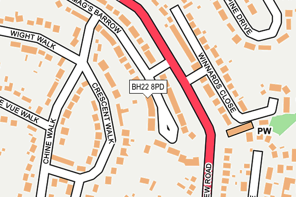 BH22 8PD map - OS OpenMap – Local (Ordnance Survey)