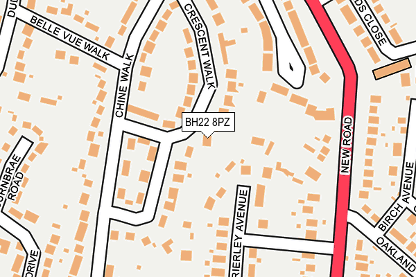 BH22 8PZ map - OS OpenMap – Local (Ordnance Survey)
