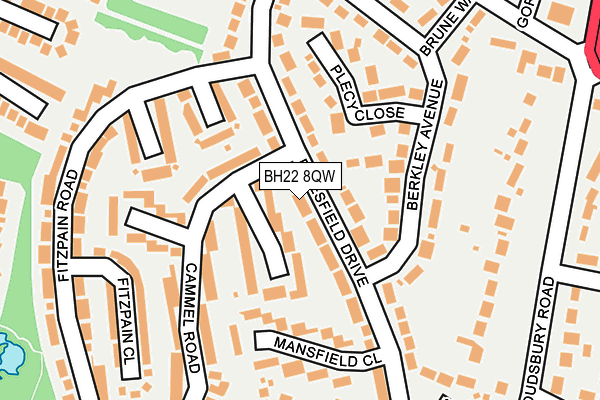 BH22 8QW map - OS OpenMap – Local (Ordnance Survey)