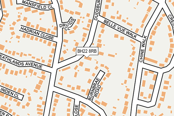 BH22 8RB map - OS OpenMap – Local (Ordnance Survey)