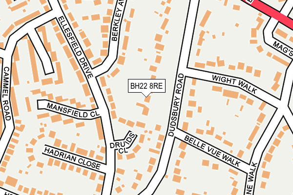 BH22 8RE map - OS OpenMap – Local (Ordnance Survey)