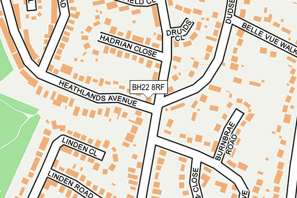 BH22 8RF map - OS OpenMap – Local (Ordnance Survey)
