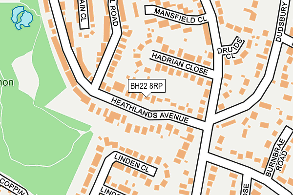 BH22 8RP map - OS OpenMap – Local (Ordnance Survey)