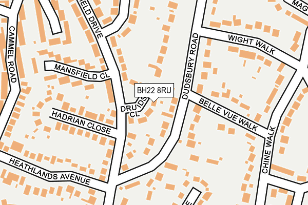 BH22 8RU map - OS OpenMap – Local (Ordnance Survey)