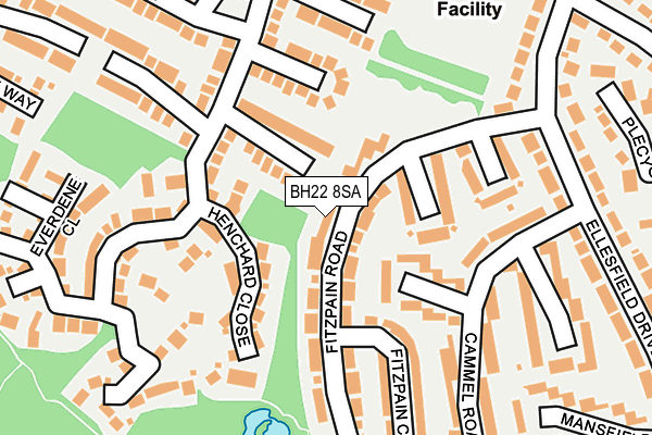 BH22 8SA map - OS OpenMap – Local (Ordnance Survey)