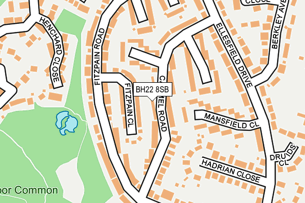 BH22 8SB map - OS OpenMap – Local (Ordnance Survey)