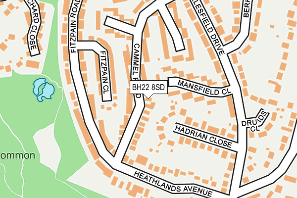 BH22 8SD map - OS OpenMap – Local (Ordnance Survey)