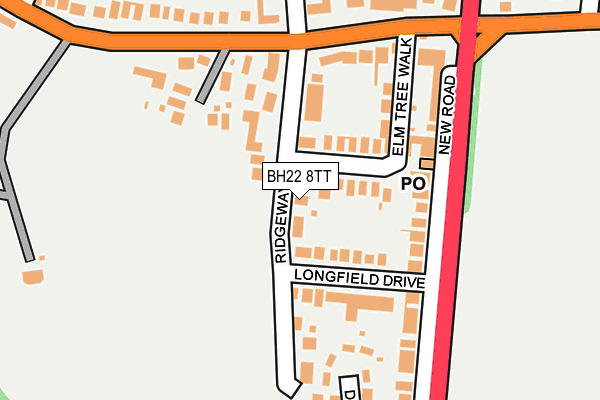 BH22 8TT map - OS OpenMap – Local (Ordnance Survey)