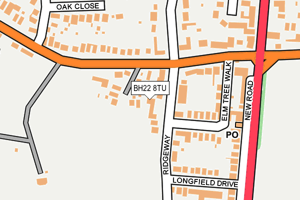 BH22 8TU map - OS OpenMap – Local (Ordnance Survey)