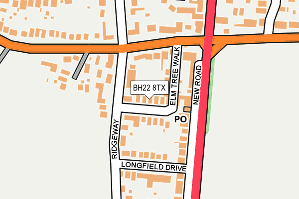 BH22 8TX map - OS OpenMap – Local (Ordnance Survey)
