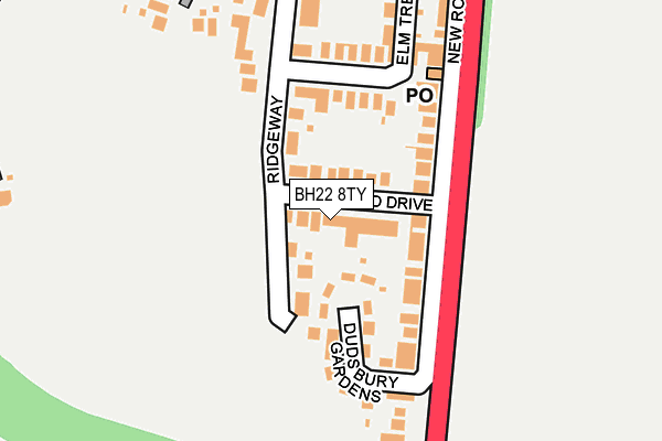 BH22 8TY map - OS OpenMap – Local (Ordnance Survey)