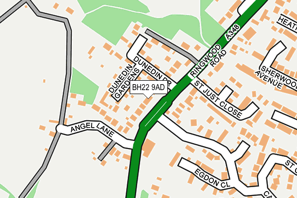BH22 9AD map - OS OpenMap – Local (Ordnance Survey)