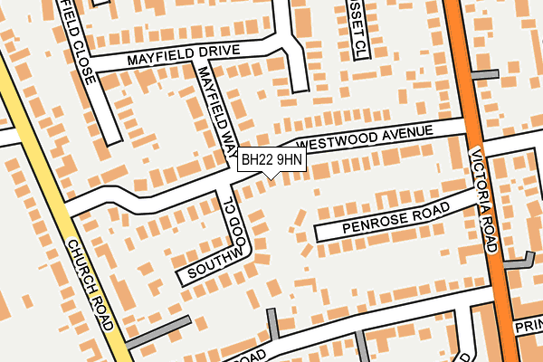 BH22 9HN map - OS OpenMap – Local (Ordnance Survey)