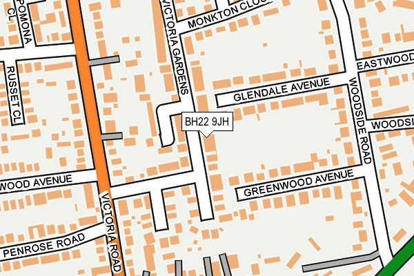 BH22 9JH map - OS OpenMap – Local (Ordnance Survey)