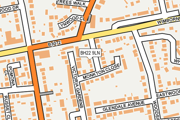BH22 9LN map - OS OpenMap – Local (Ordnance Survey)