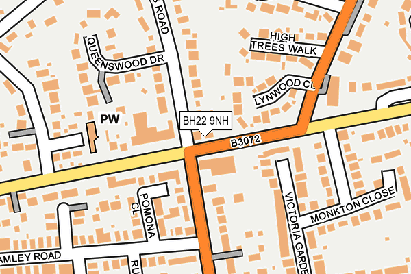 BH22 9NH map - OS OpenMap – Local (Ordnance Survey)