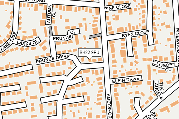 BH22 9PU map - OS OpenMap – Local (Ordnance Survey)