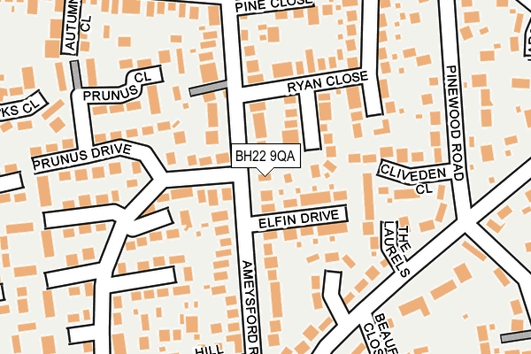 BH22 9QA map - OS OpenMap – Local (Ordnance Survey)