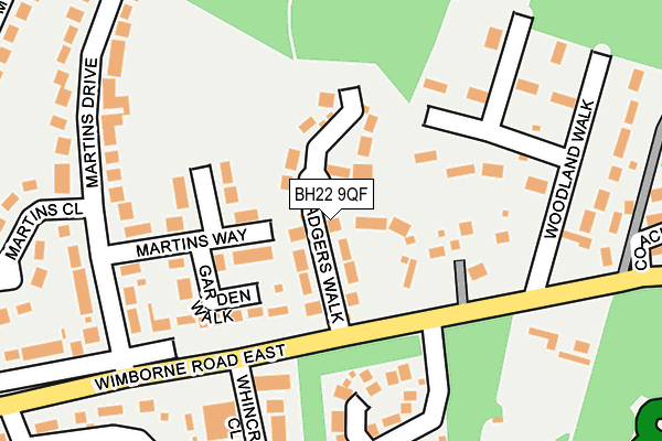 BH22 9QF map - OS OpenMap – Local (Ordnance Survey)