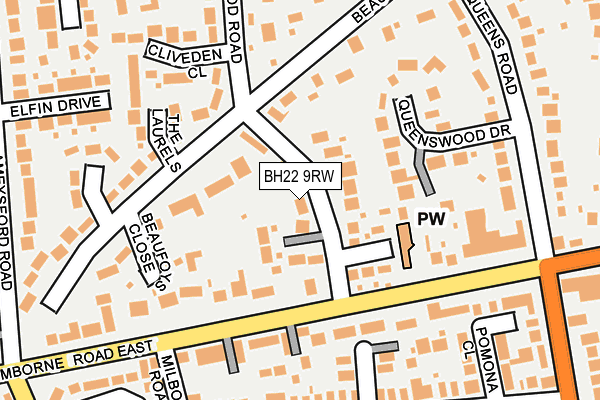 BH22 9RW map - OS OpenMap – Local (Ordnance Survey)