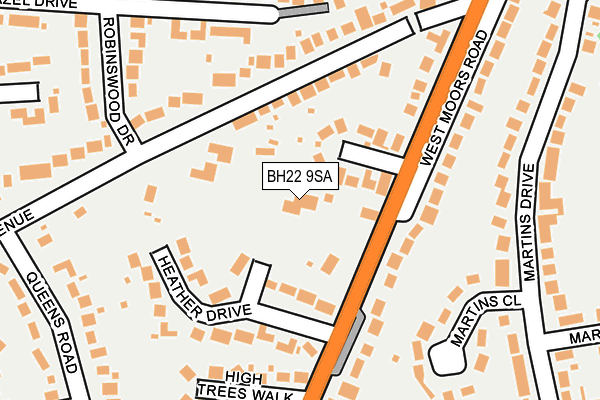 BH22 9SA map - OS OpenMap – Local (Ordnance Survey)