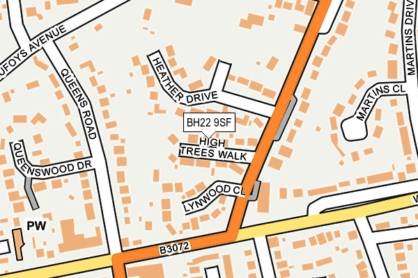 BH22 9SF map - OS OpenMap – Local (Ordnance Survey)