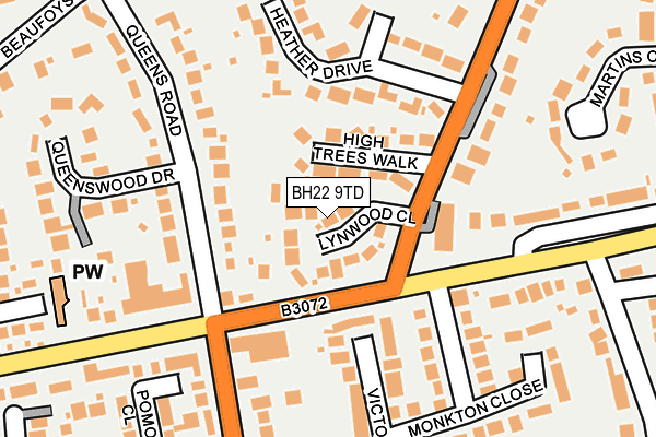 BH22 9TD map - OS OpenMap – Local (Ordnance Survey)