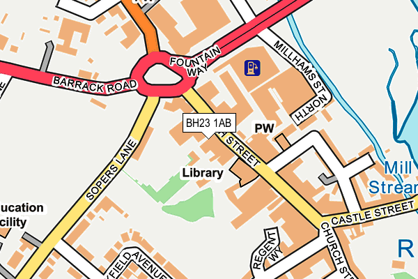 BH23 1AB map - OS OpenMap – Local (Ordnance Survey)