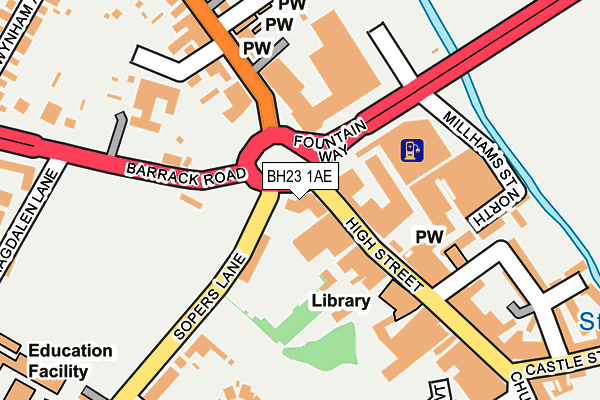 BH23 1AE map - OS OpenMap – Local (Ordnance Survey)