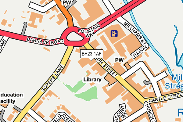 BH23 1AF map - OS OpenMap – Local (Ordnance Survey)