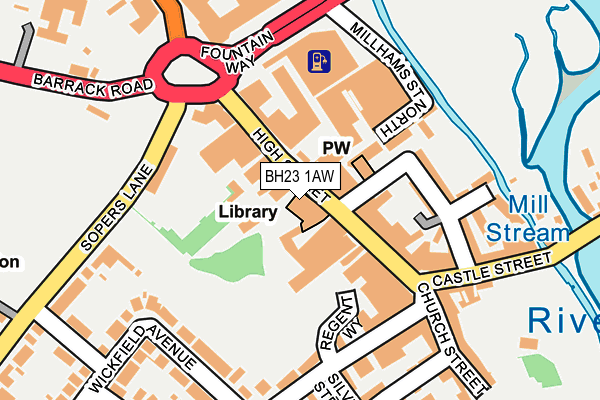 BH23 1AW map - OS OpenMap – Local (Ordnance Survey)