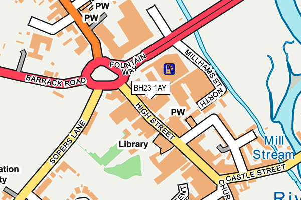 BH23 1AY map - OS OpenMap – Local (Ordnance Survey)