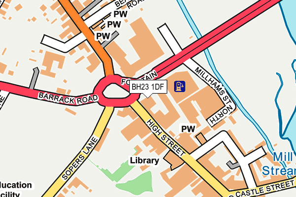 BH23 1DF map - OS OpenMap – Local (Ordnance Survey)