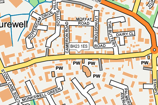 BH23 1ES map - OS OpenMap – Local (Ordnance Survey)