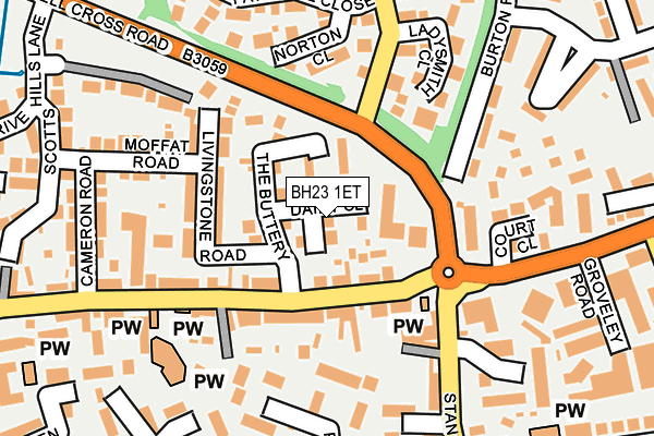 BH23 1ET map - OS OpenMap – Local (Ordnance Survey)