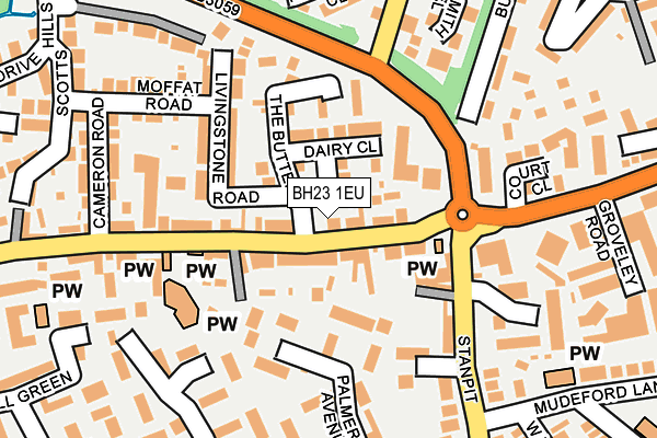 BH23 1EU map - OS OpenMap – Local (Ordnance Survey)