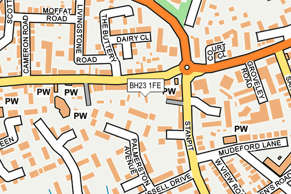 BH23 1FE map - OS OpenMap – Local (Ordnance Survey)