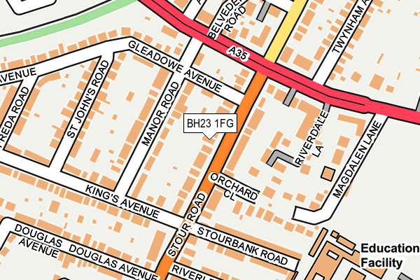 BH23 1FG map - OS OpenMap – Local (Ordnance Survey)