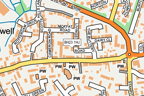 BH23 1HJ map - OS OpenMap – Local (Ordnance Survey)