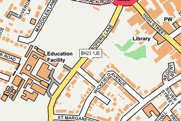 BH23 1JE map - OS OpenMap – Local (Ordnance Survey)